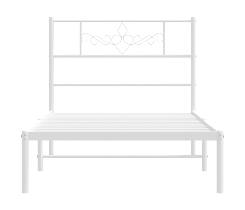 Estructura cama sin colchón con cabecero metal blanco 75x190 cm