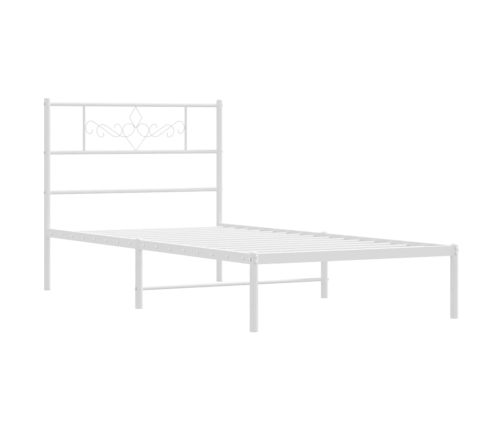 Estructura cama sin colchón con cabecero metal blanco 75x190 cm