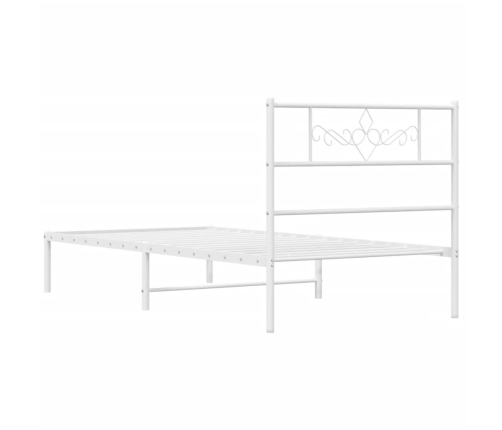 Estructura cama sin colchón con cabecero metal blanco 75x190 cm