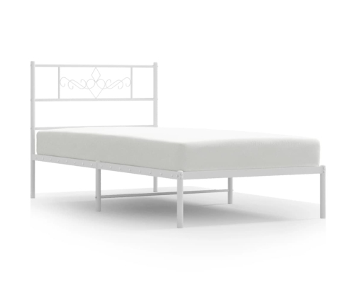 Estructura cama sin colchón con cabecero metal blanco 90x190 cm