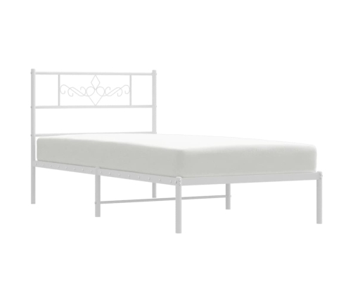 Estructura cama sin colchón con cabecero metal blanco 90x200 cm