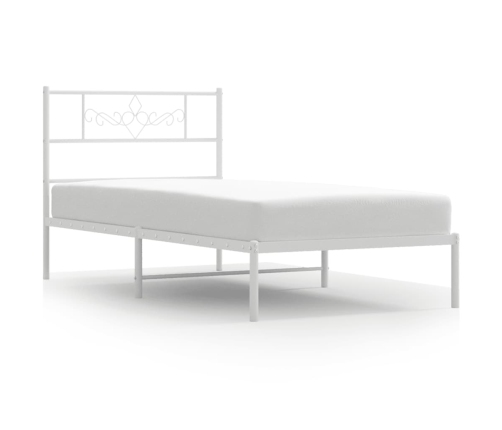 Estructura cama sin colchón con cabecero metal blanco 100x190cm