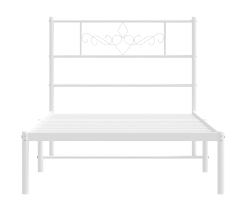 Estructura cama sin colchón con cabecero metal blanco 100x190cm