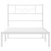 Estructura cama sin colchón con cabecero metal blanco 100x190cm