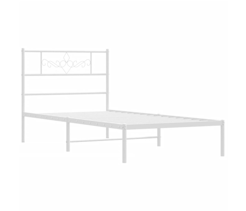 Estructura cama sin colchón con cabecero metal blanco 100x190cm