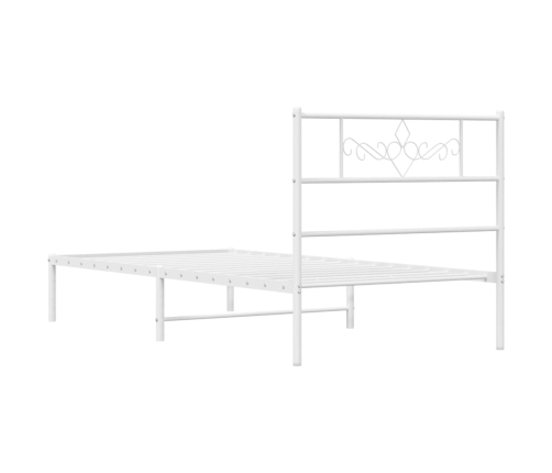 Estructura cama sin colchón con cabecero metal blanco 100x190cm