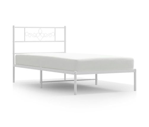 vidaXL Estructura de cama de metal con cabecero blanco 100x200 cm