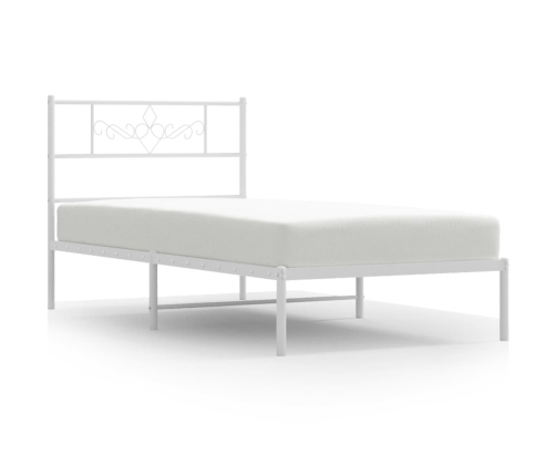 Estructura cama sin colchón con cabecero metal blanco 107x203cm