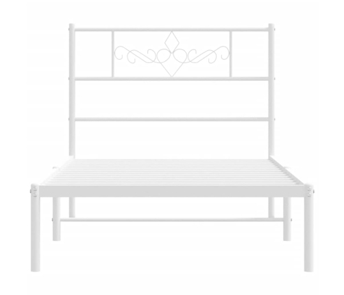 Estructura cama sin colchón con cabecero metal blanco 107x203cm