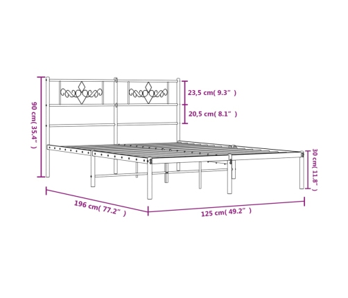 vidaXL Estructura de cama de metal con cabecero blanca 120x190 cm