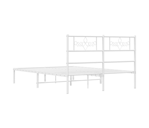 Estructura cama sin colchón con cabecero metal blanco 120x200cm