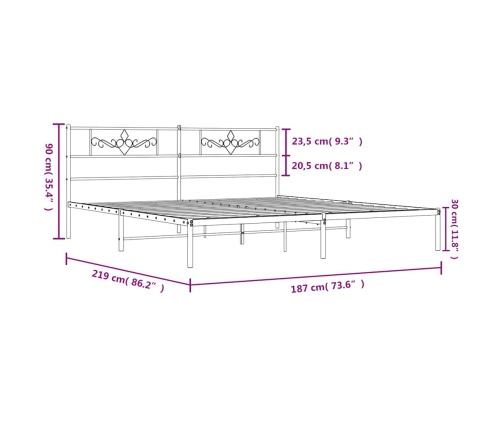 Estructura cama sin colchón con cabecero metal blanco 183x213cm