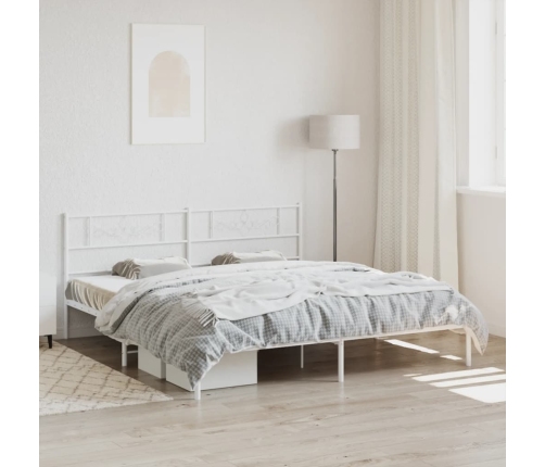 Estructura cama sin colchón con cabecero metal blanco 183x213cm