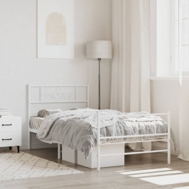 Estructura cama sin colchón con estribo metal blanco 80x200 cm