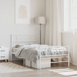 Estructura cama sin colchón con estribo metal blanco 90x200 cm