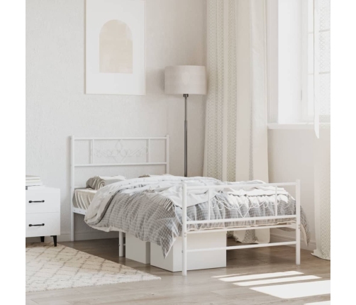 Estructura cama sin colchón con estribo metal blanco 90x200 cm