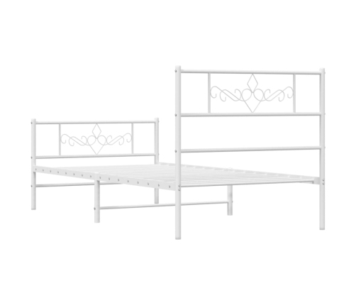 Estructura cama sin colchón con estribo metal blanco 100x200 cm