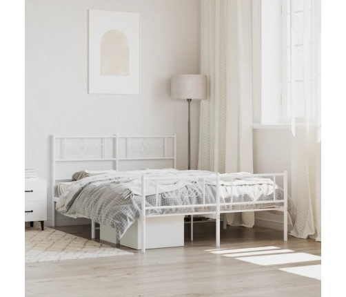 Estructura cama sin colchón con estribo metal blanco 135x190 cm