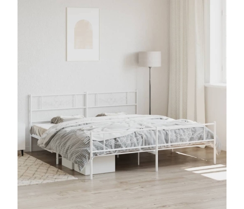 vidaXL Estructura cama metal con cabecero y pie cama blanco 183x213 cm