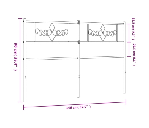 Cabecero de metal blanco 140 cm