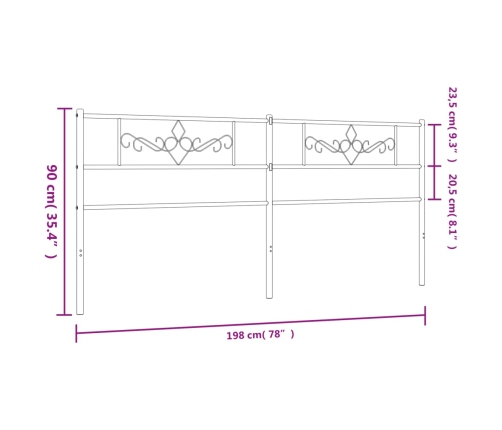 Cabecero de metal blanco 193 cm