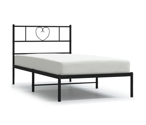 Estructura cama sin colchón con cabecero metal negro 80x200 cm