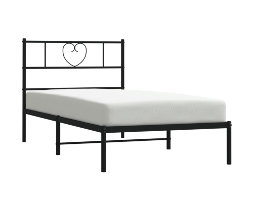 Estructura cama sin colchón con cabecero metal negro 80x200 cm