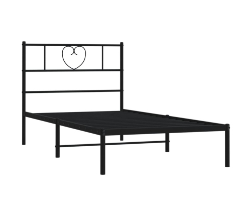 Estructura cama sin colchón con cabecero metal negro 80x200 cm