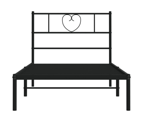 Estructura cama sin colchón con cabecero metal negro 80x200 cm