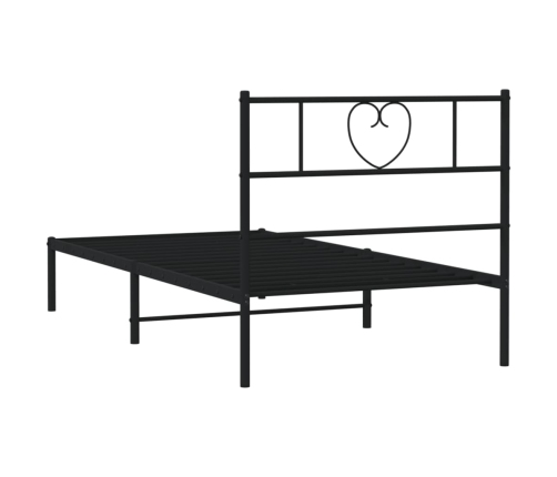 Estructura cama sin colchón con cabecero metal negro 80x200 cm