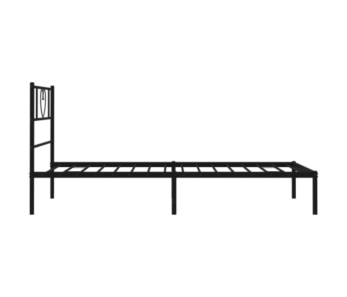 Estructura cama sin colchón con cabecero metal negro 90x200 cm