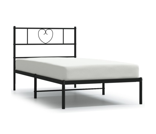 vidaXL Estructura de cama con cabecero metal negro 100x190 cm