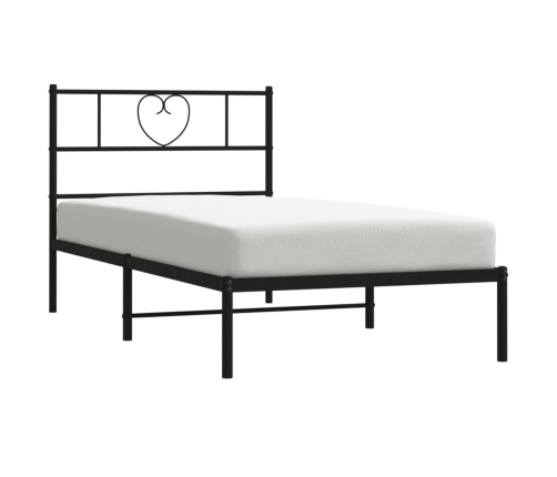 vidaXL Estructura de cama con cabecero metal negro 100x190 cm