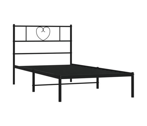 vidaXL Estructura de cama con cabecero metal negro 100x190 cm