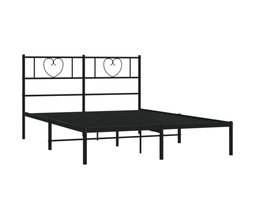 Estructura cama sin colchón con cabecero metal negro 120x190 cm