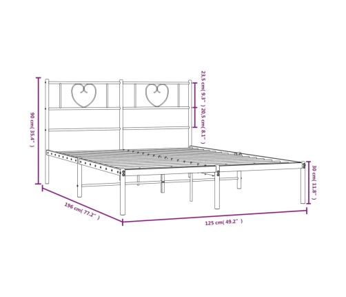 Estructura cama sin colchón con cabecero metal negro 120x190 cm