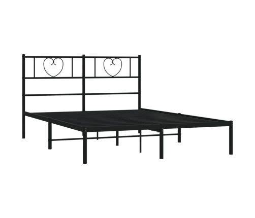 Estructura cama sin colchón con cabecero metal negro 120x200 cm