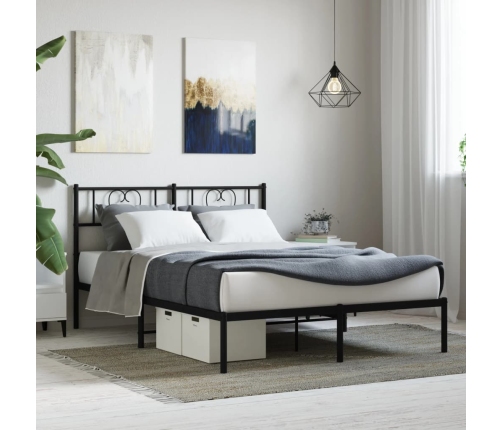 Estructura cama sin colchón con cabecero metal negro 120x200 cm