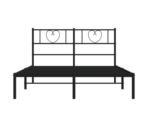 vidaXL Estructura de cama con cabecero metal negro 135x190 cm