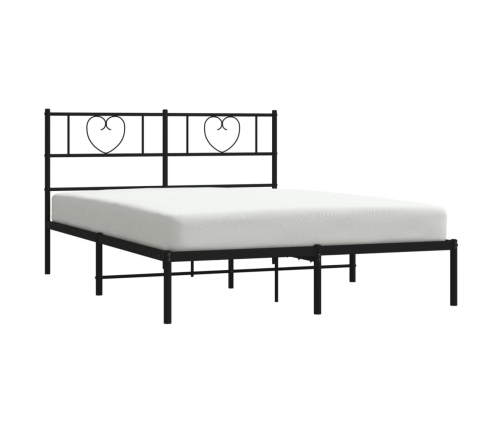 Estructura cama sin colchón con cabecero metal negro 140x190 cm