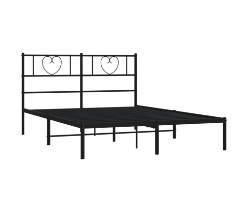 Estructura cama sin colchón con cabecero metal negro 140x190 cm