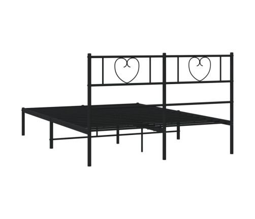 Estructura cama sin colchón con cabecero metal negro 140x190 cm