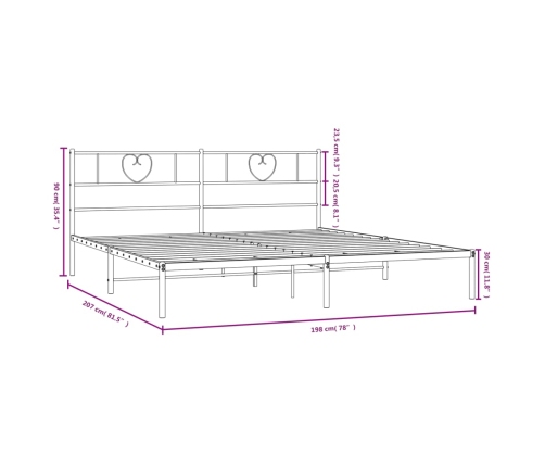 Estructura cama sin colchón con cabecero metal negro 193x203 cm