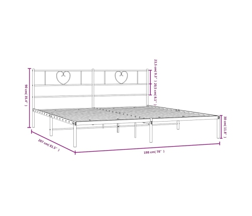 Estructura cama sin colchón con cabecero metal negro 193x203 cm