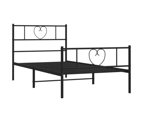 Estructura cama sin colchón con estribo metal negro 75x190 cm