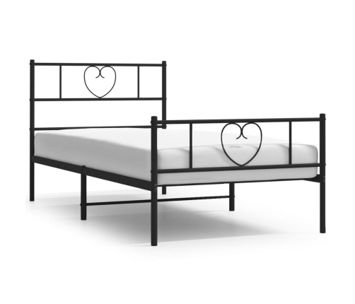 Estructura cama sin colchón con estribo metal negro 100x190 cm