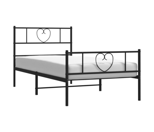 Estructura cama sin colchón con estribo metal negro 100x190 cm