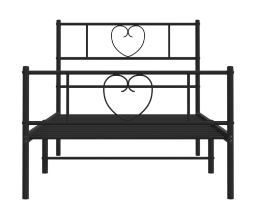 vidaXL Estructura de cama con cabecero y estribo metal negro 100x200cm