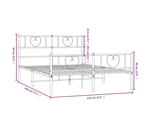 Estructura cama sin colchón con estribo metal negro 135x190 cm