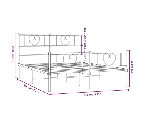 Estructura cama sin colchón con estribo metal negro 135x190 cm